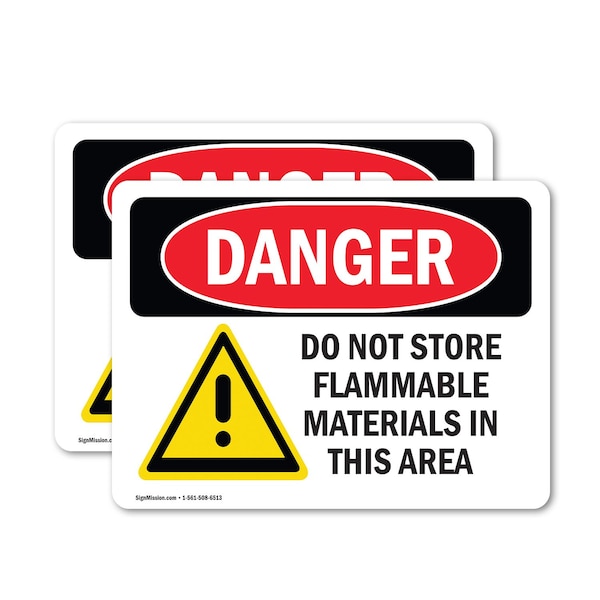 Signmission Do Not Store Flammable Materials Danger Sign, Vinyl Decal, 10in W x 7in L, 2PK OS-2PACK-DS-D-710-L-1174 - main